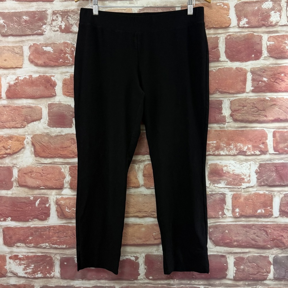 Eileen Fisher Pants Women's M Plain Black Stretchy Cropped Capsule Basic Pull On